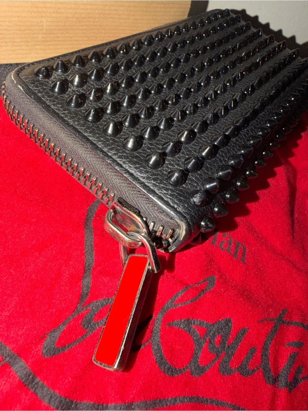Christian Louboutin Black Spiked Zip-Around Wallet